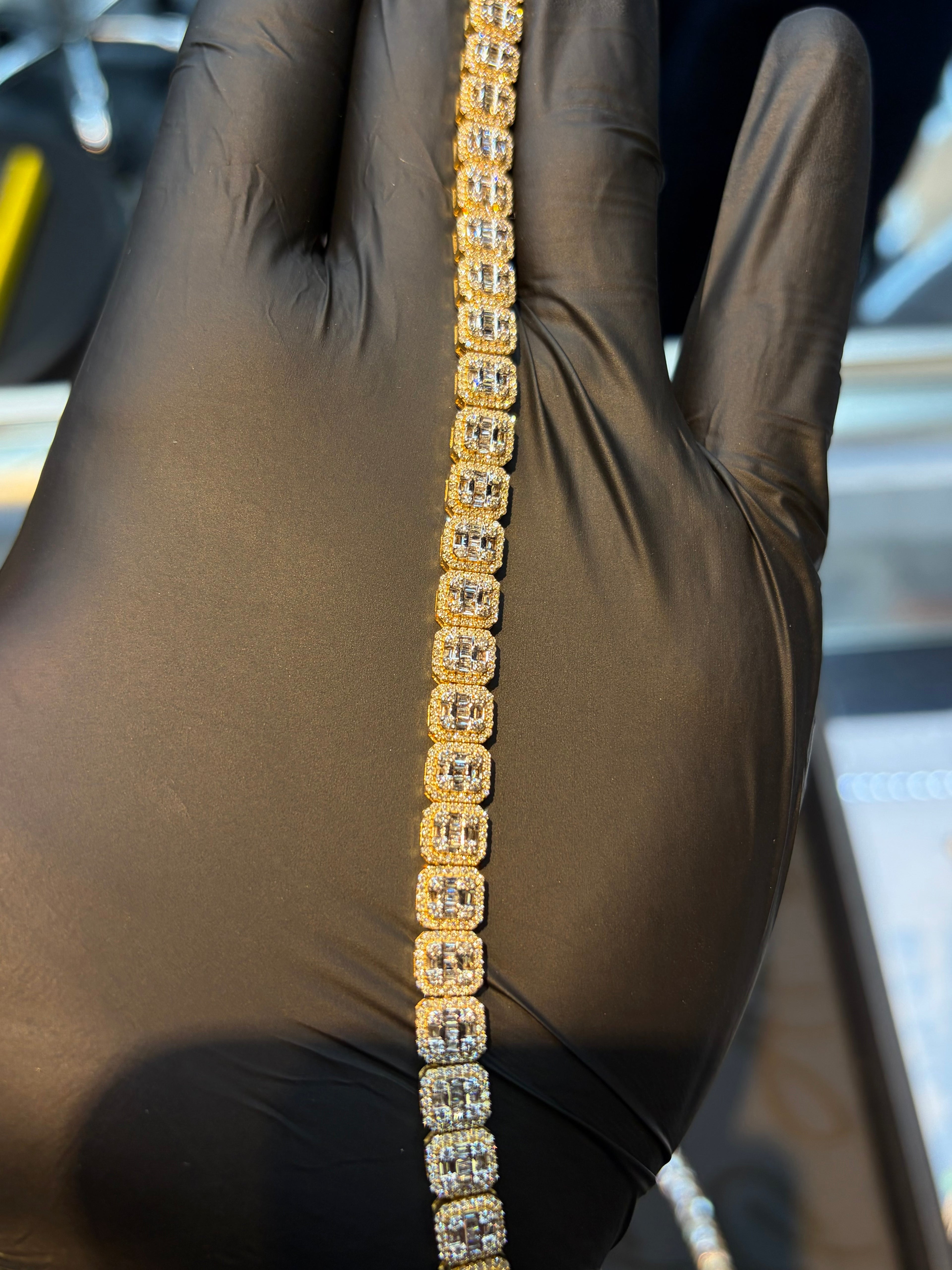 Square-Link Baguette Tennis Bracelet