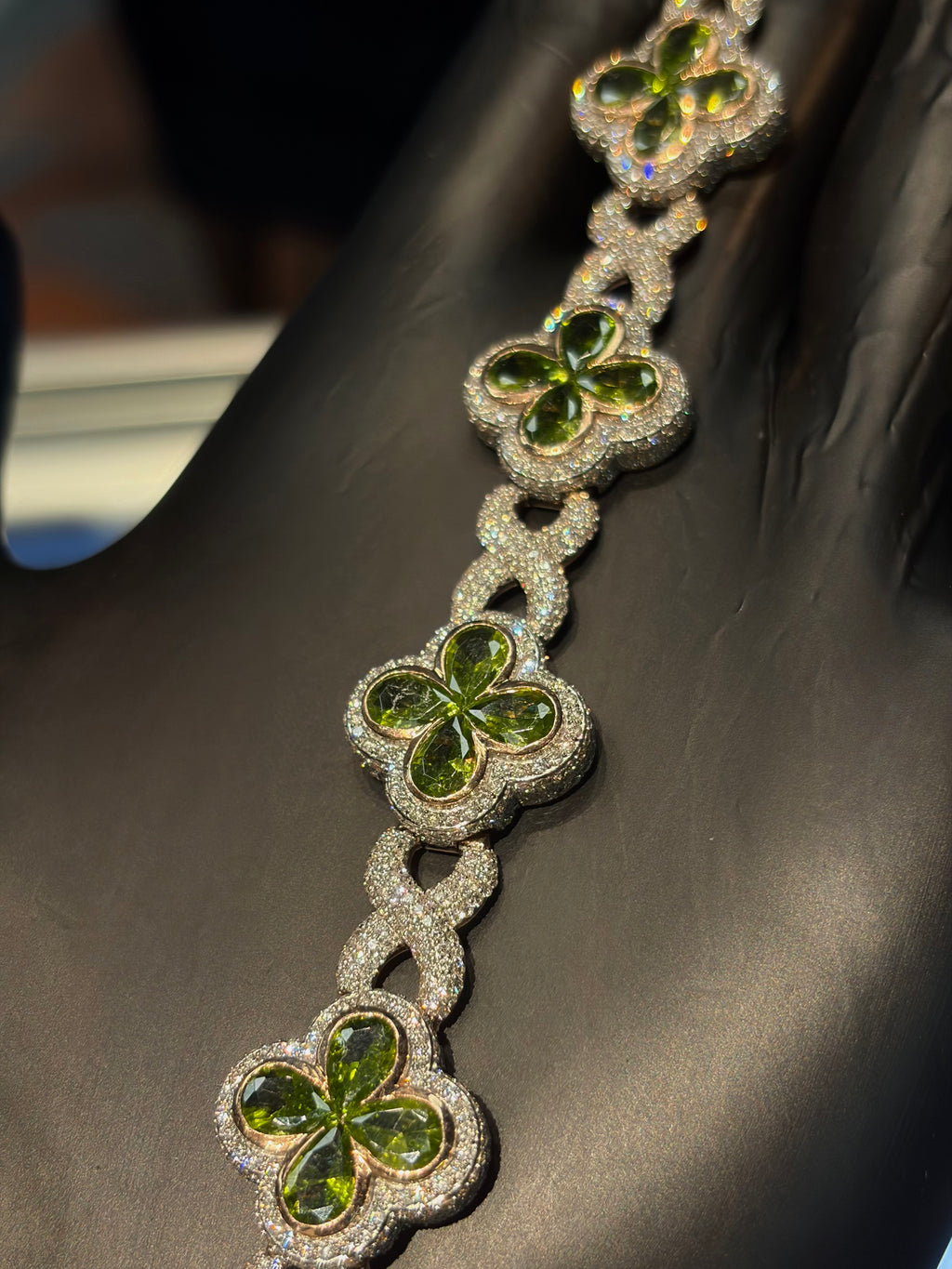 Diamond Green Clover Bracelet