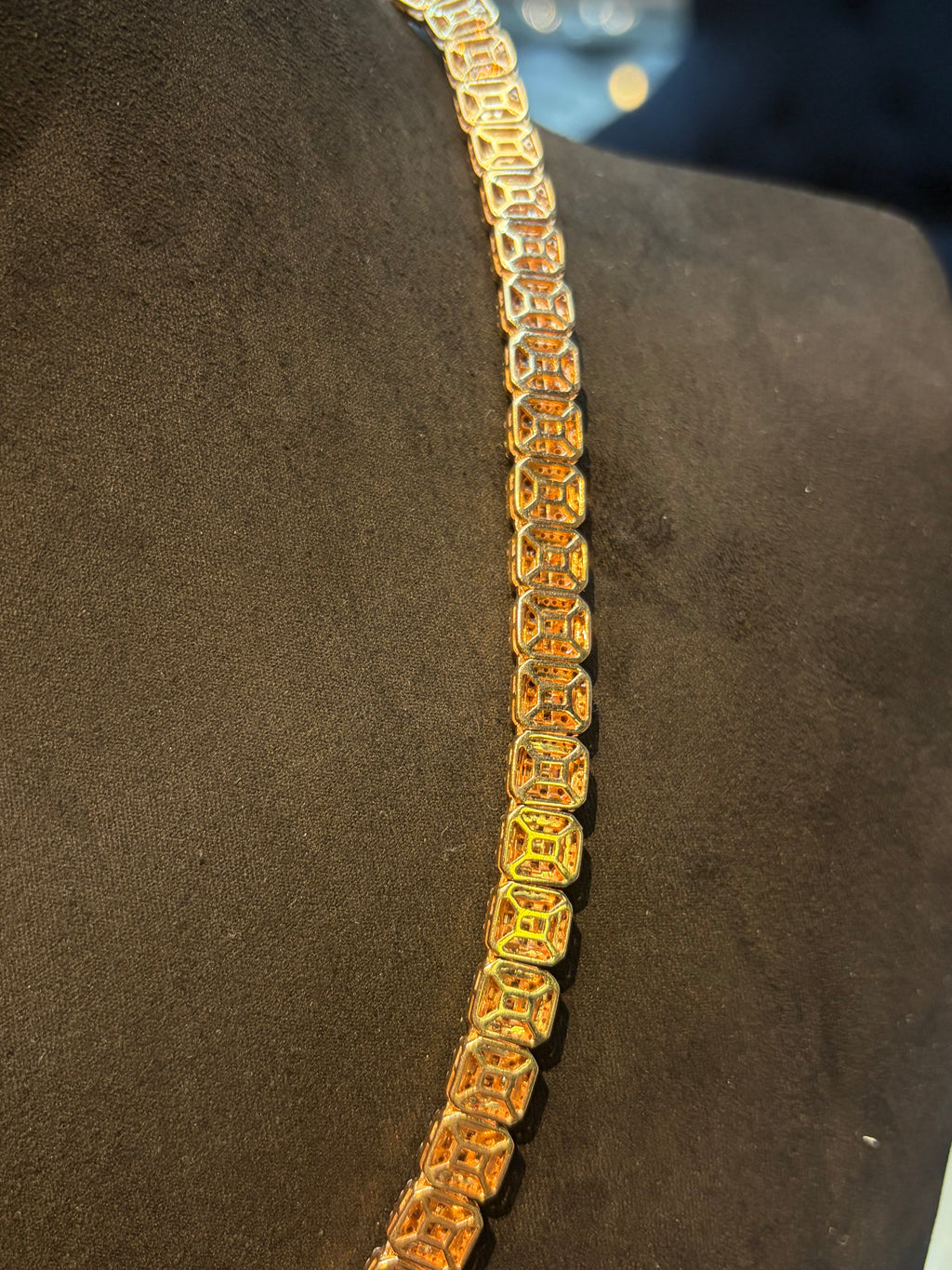 Square-Link Diamond Tennis Necklace