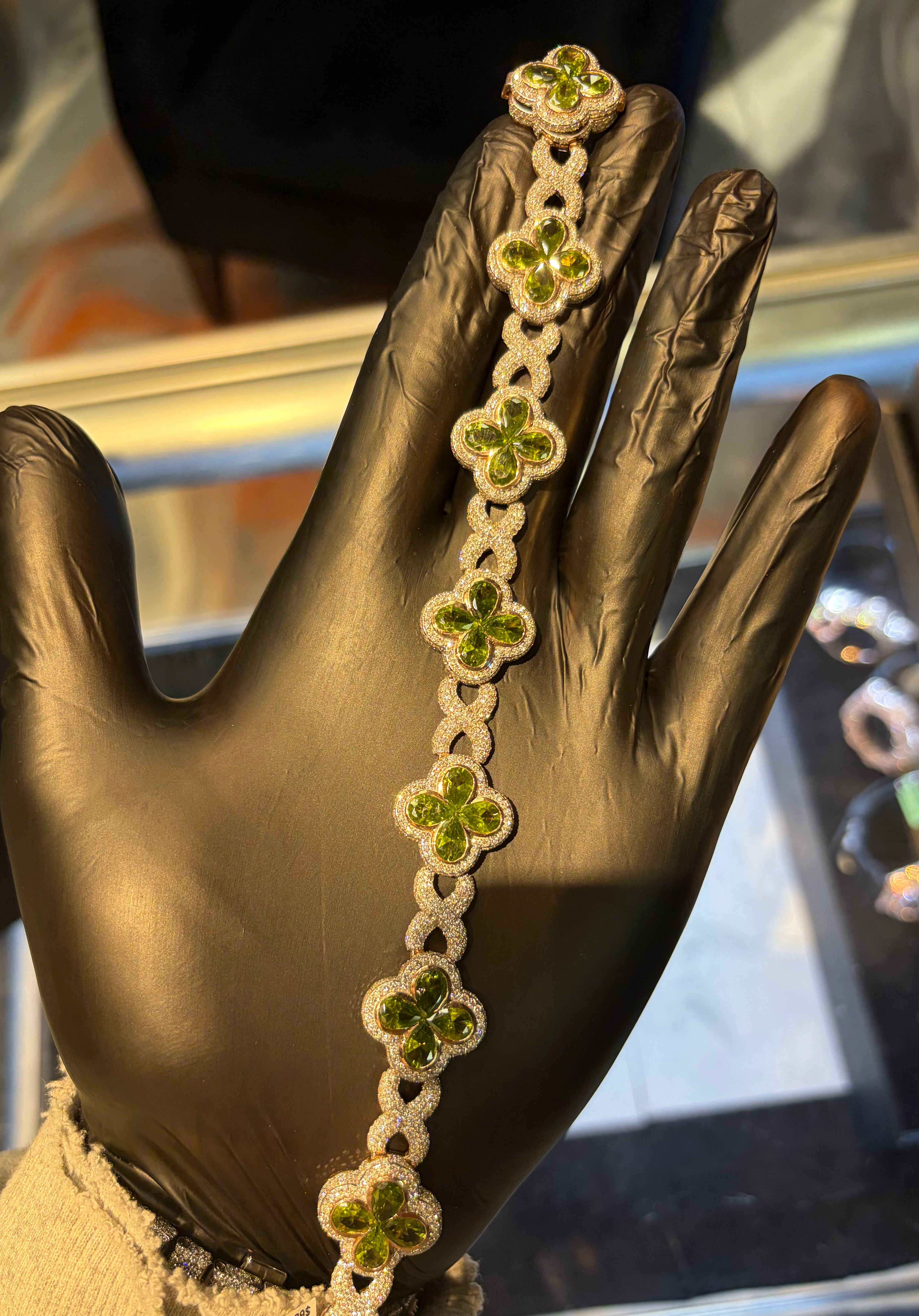 Diamond Green Clover Bracelet