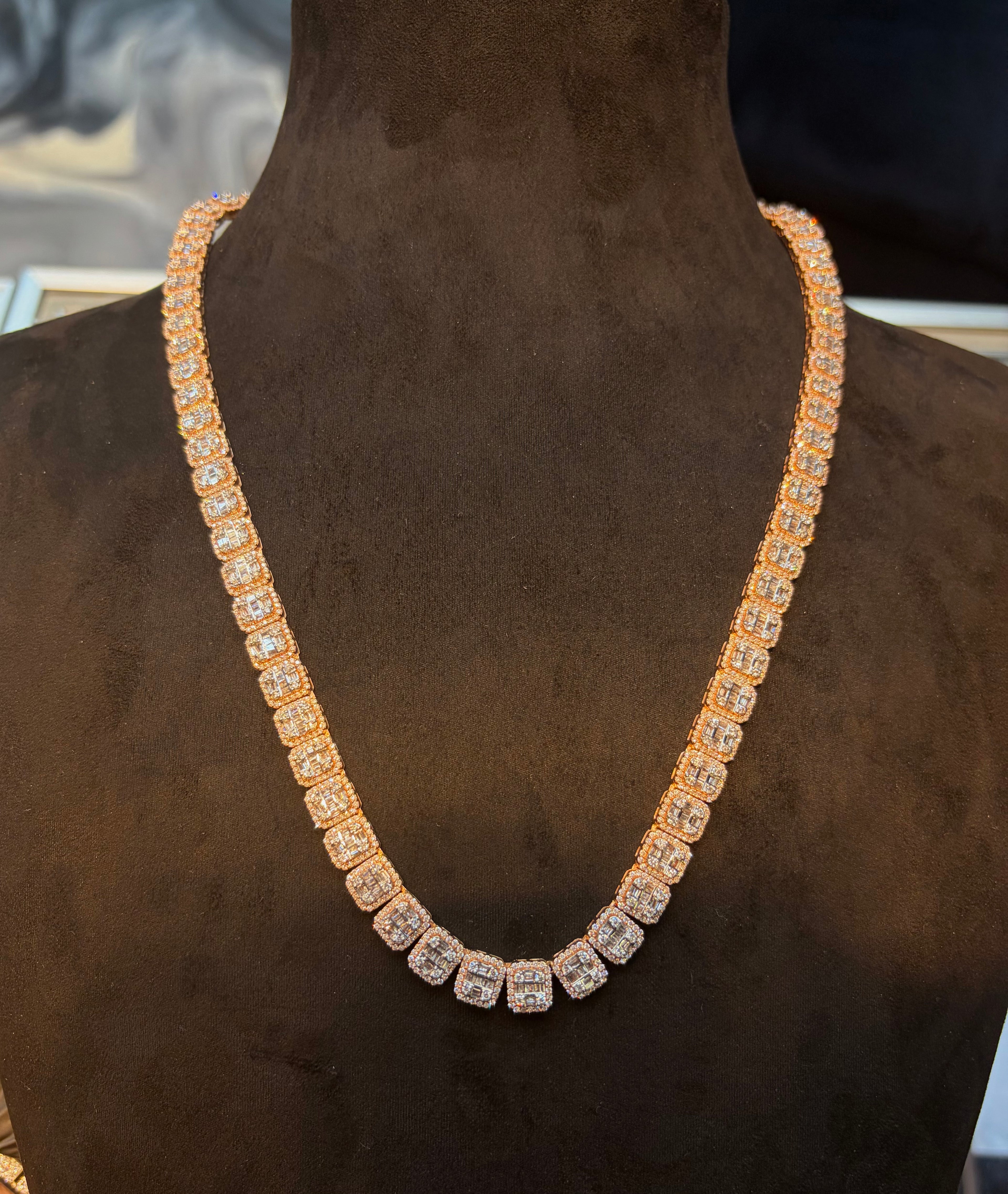 Square-Link Diamond Tennis Necklace