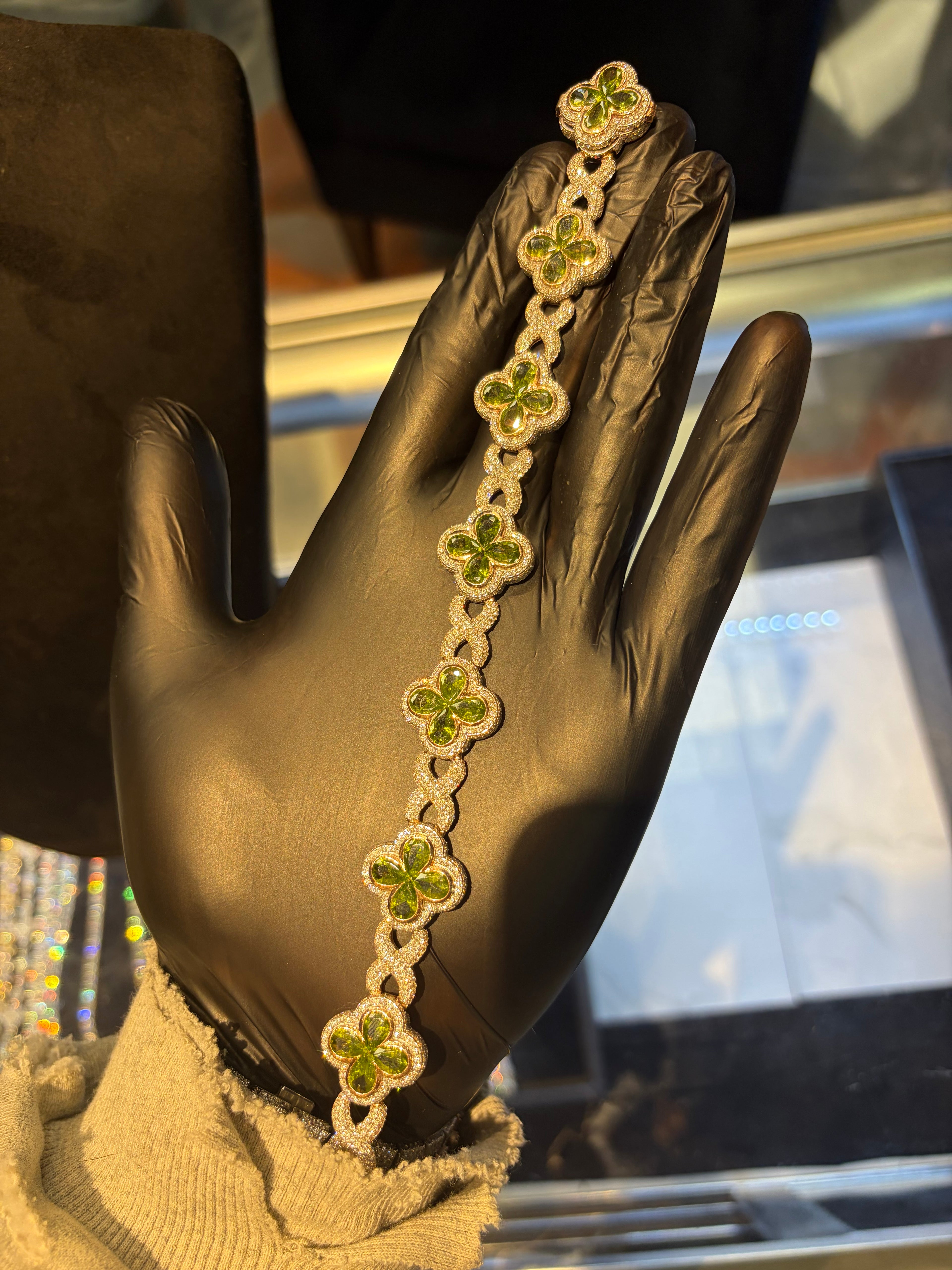 Diamond Green Clover Bracelet