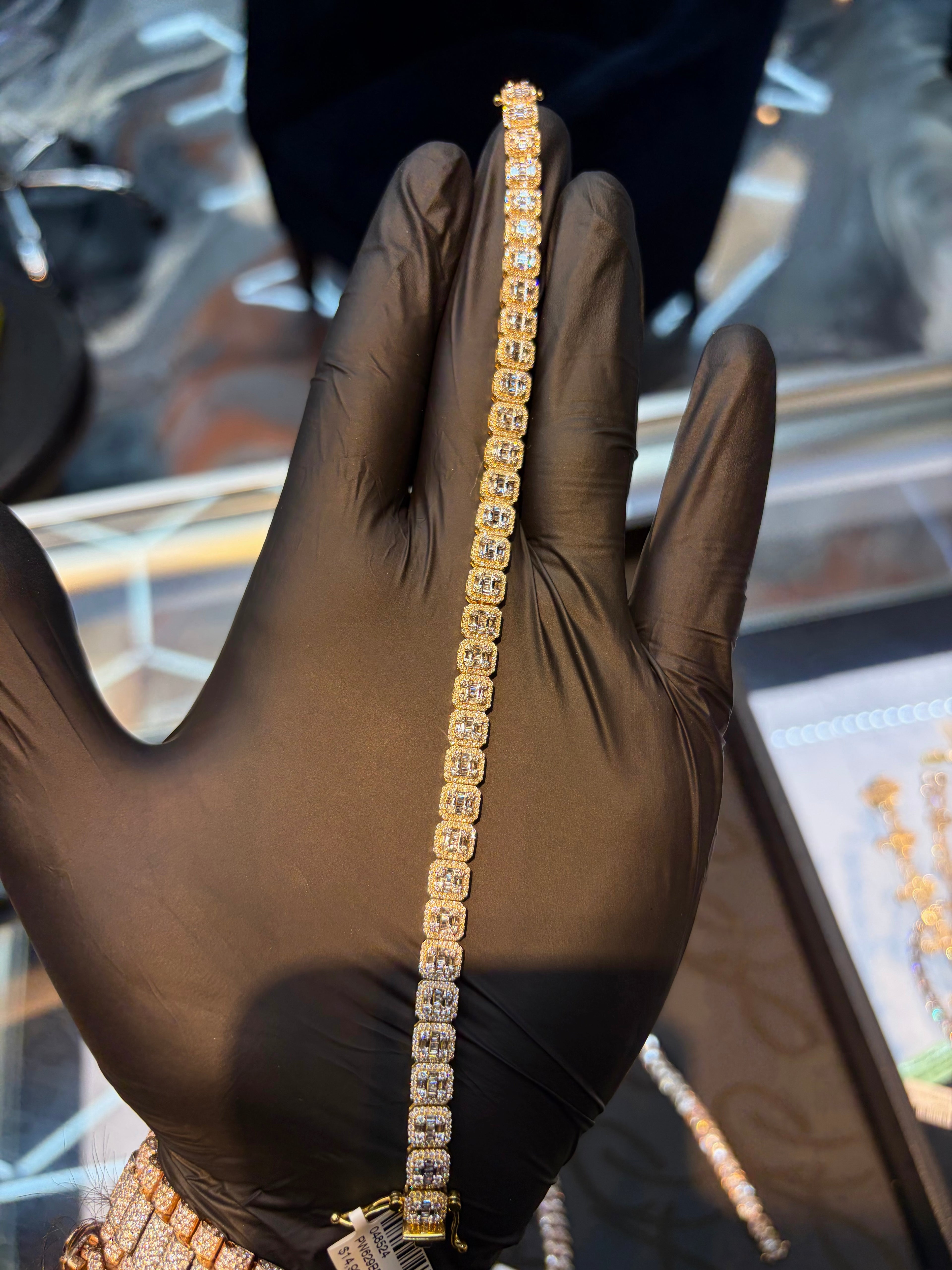 Square-Link Baguette Tennis Bracelet