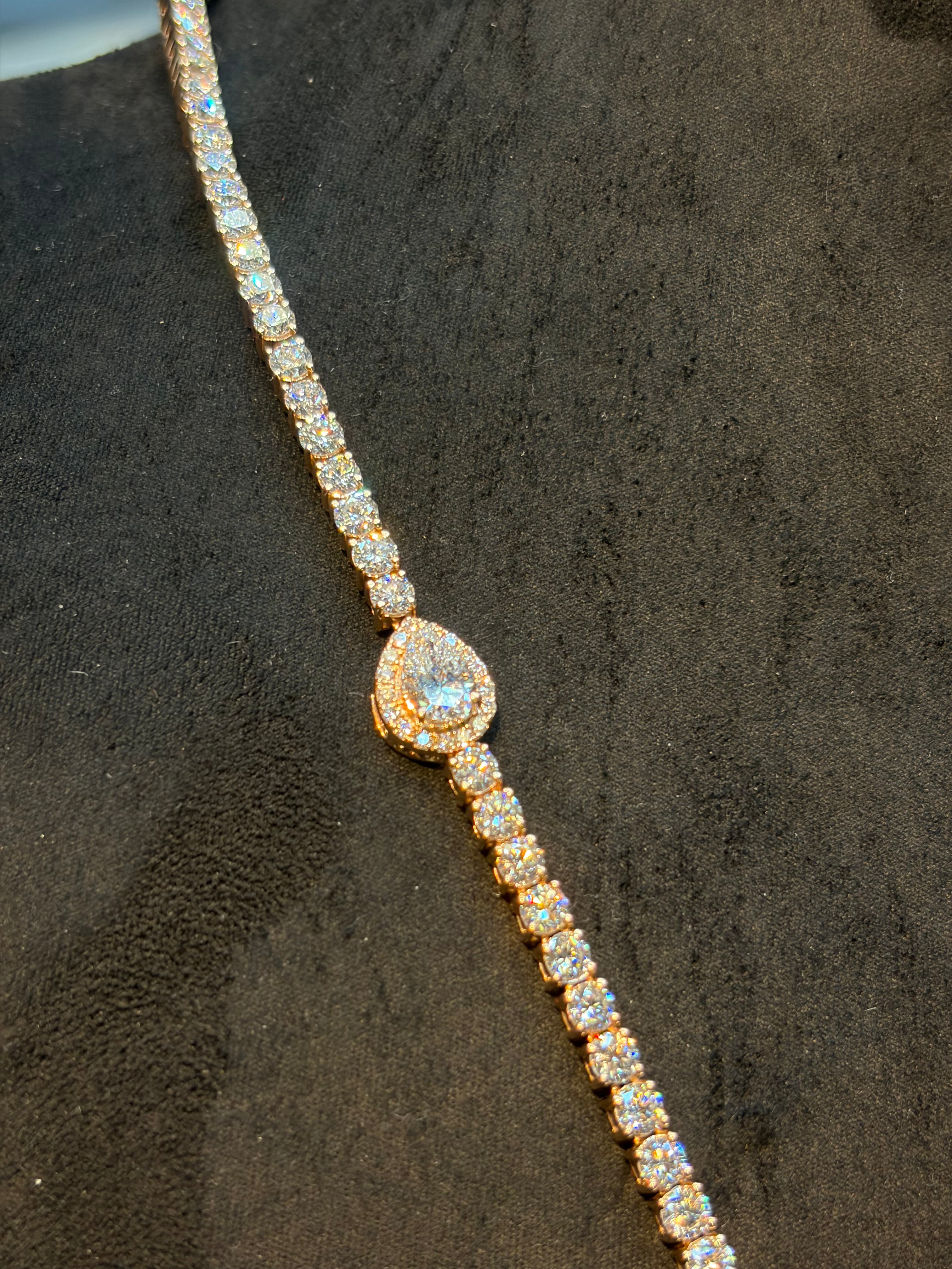 Tennis Pear/Cross Necklace